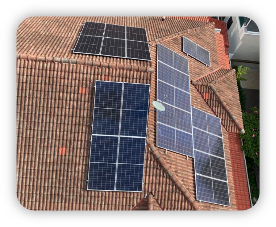 Solar installation on a Malaysian home roof