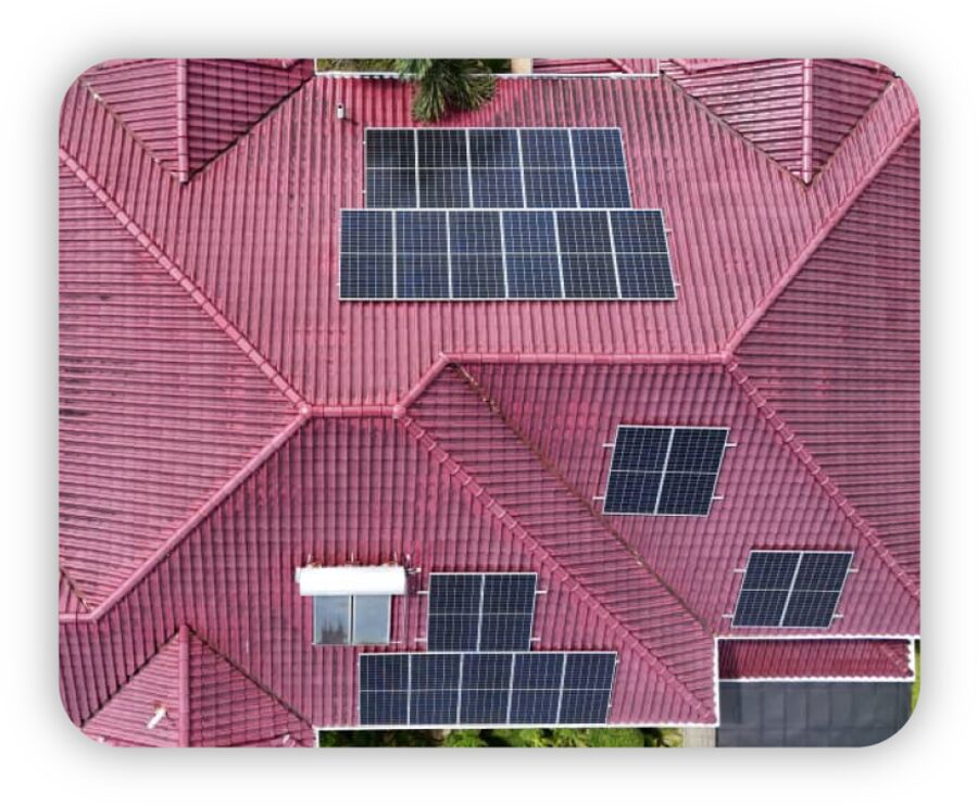 Solar installation on a Malaysian home roof