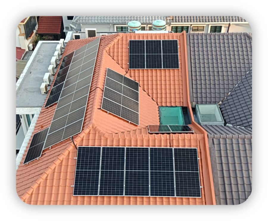 Solar installation on a Malaysian home roof